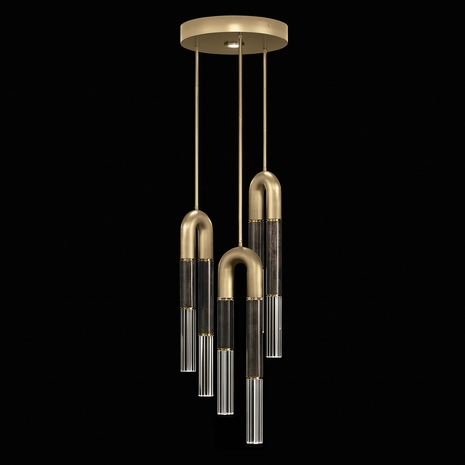 923840-311 Fine Art Lighting Antonia 16"W Round Pendant with Gold Leaf/Brass/Charcoal Finish