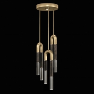 923840-321 Fine Art Lighting Antonia 16"W Round Pendant with Gold Leaf/Nickel/Charcoal Finish