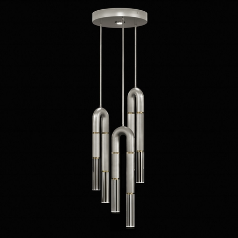 923840-410 Fine Art Lighting Antonia 16"W Round Pendant with Silver Leaf/Brass/No Parchment Finish