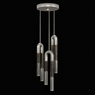 923840-411 Fine Art Lighting Antonia 16"W Round Pendant with Silver Leaf/Brass/Charcoal Finish