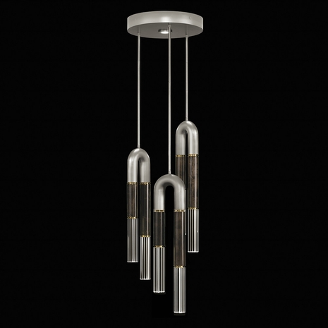 923840-411 Fine Art Lighting Antonia 16"W Round Pendant with Silver Leaf/Brass/Charcoal Finish