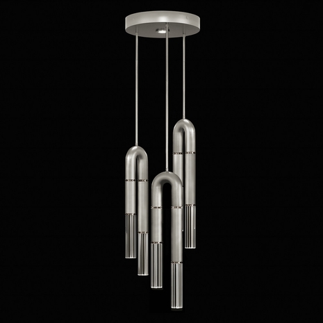 923840-420 Fine Art Lighting Antonia 16"W Round Pendant with Silver Leaf/Nickel/No Parchment Finish