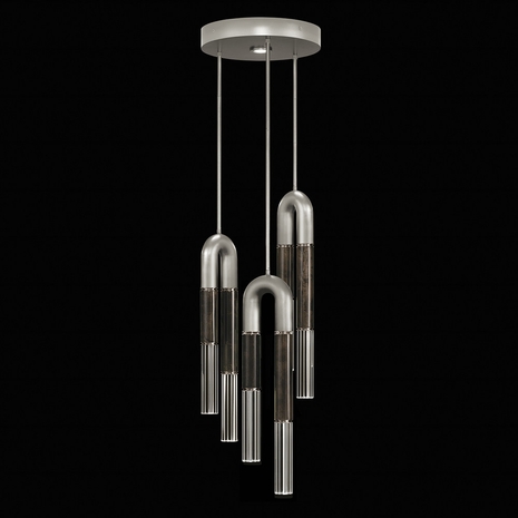 923840-421 Fine Art Lighting Antonia 16"W Round Pendant with Silver Leaf/Nickel/Charcoal Finish