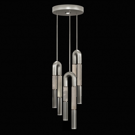 923840-422 Fine Art Lighting Antonia 16"W Round Pendant with Silver Leaf/Nickel/Smoke Finish