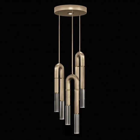923840-510 Fine Art Lighting Antonia 16"W Round Pendant with Soft Gold Leaf/Brass/No Parchment Finish