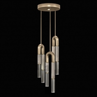 923840-512 Fine Art Lighting Antonia 16"W Round Pendant with Soft Gold Leaf/Brass/Smoke Finish