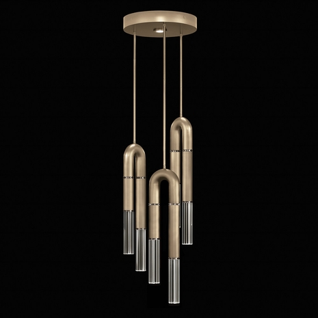 923840-520 Fine Art Lighting Antonia 16"W Round Pendant with Soft Gold Leaf/Nickel/No Parchment Finish