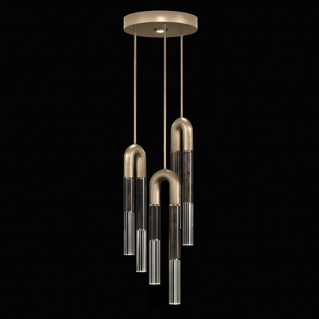 923840-521 Fine Art Lighting Antonia 16"W Round Pendant with Soft Gold Leaf/Nickel/Charcoal Finish