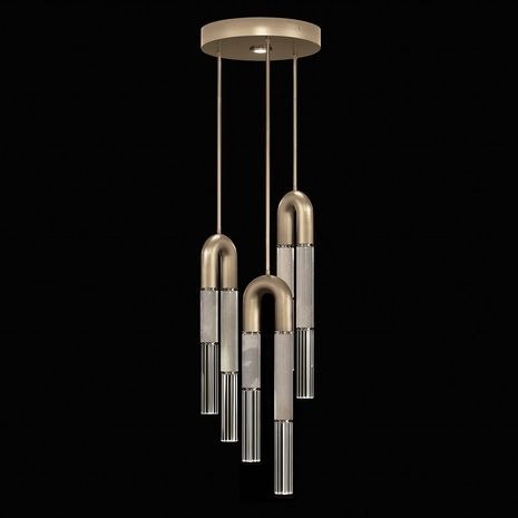 923840-522 Fine Art Lighting Antonia 16"W Round Pendant with Soft Gold Leaf/Nickel/Smoke Finish