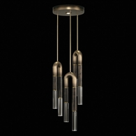 923840-611 Fine Art Lighting Antonia 16"W Round Pendant with Ombre Bronze/Brass/Charcoal Finish