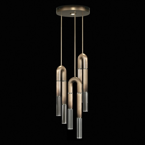 923840-620 Fine Art Lighting Antonia 16"W Round Pendant with Ombre Bronze/Nickel/No Parchment Finish