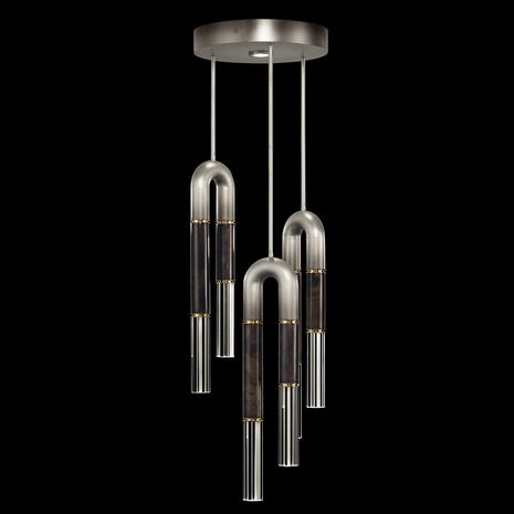 923840-711 Fine Art Lighting Antonia 16"W Round Pendant with Ombre Silver/Brass/Charcoal Finish