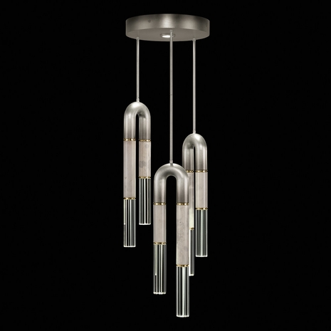 923840-712 Fine Art Lighting Antonia 16"W Round Pendant with Ombre Silver/Brass/Smoke Finish