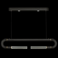 924140-110 Fine Art Lighting Antonia 52"W Linear Pendant with Black/Brass/No Parchment Finish
