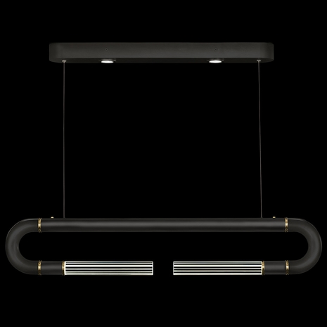 924140-110 Fine Art Lighting Antonia 52"W Linear Pendant with Black/Brass/No Parchment Finish