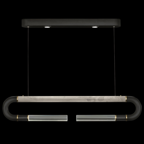 924140-112 Fine Art Lighting Antonia 52"W Linear Pendant with Black/Brass/Smoke Finish