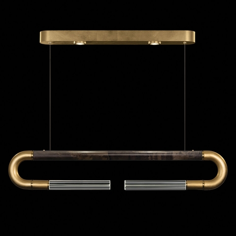924140-311 Fine Art Lighting Antonia 52"W Linear Pendant with Gold Leaf/Brass/Charcoal Finish