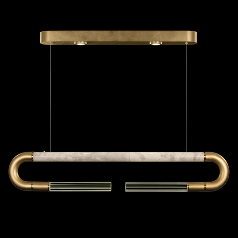 924140-312 Fine Art Lighting Antonia 52"W Linear Pendant with Gold Leaf/Brass/Smoke Finish