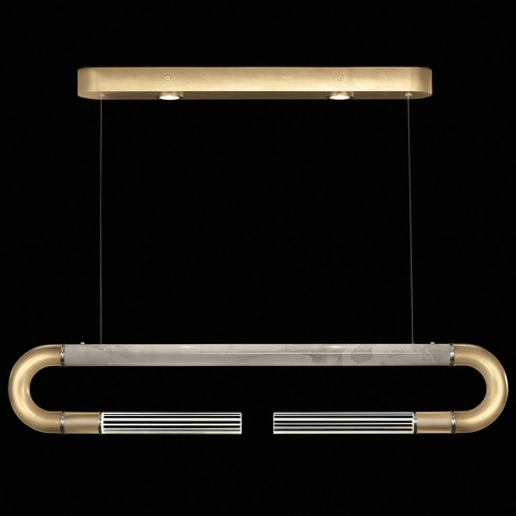 924140-322 Fine Art Lighting Antonia 52"W Linear Pendant with Gold Leaf/Nickel/Smoke Finish