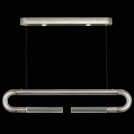 924140-410 Fine Art Lighting Antonia 52"W Linear Pendant with Silver Leaf/Brass/No Parchment Finish