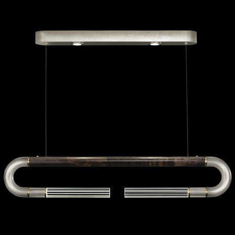 924140-411 Fine Art Lighting Antonia 52"W Linear Pendant with Silver Leaf/Brass/Charcoal Finish