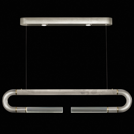 924140-412 Fine Art Lighting Antonia 52"W Linear Pendant with Silver Leaf/Brass/Smoke Finish