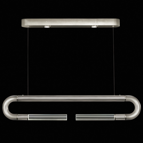 924140-420 Fine Art Lighting Antonia 52"W Linear Pendant with Silver Leaf/Nickel/No Parchment Finish
