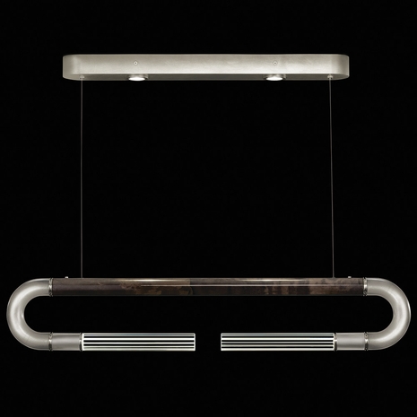924140-421 Fine Art Lighting Antonia 52"W Linear Pendant with Silver Leaf/Nickel/Charcoal Finish