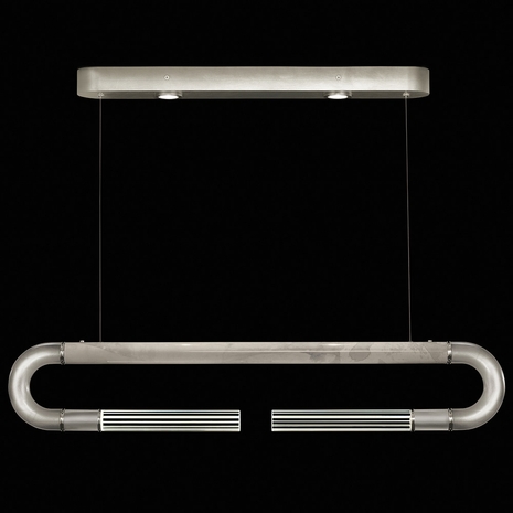 924140-422 Fine Art Lighting Antonia 52"W Linear Pendant with Silver Leaf/Nickel/Smoke Finish