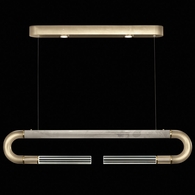 924140-512 Fine Art Lighting Antonia 52"W Linear Pendant with Soft Gold Leaf/Brass/Smoke Finish