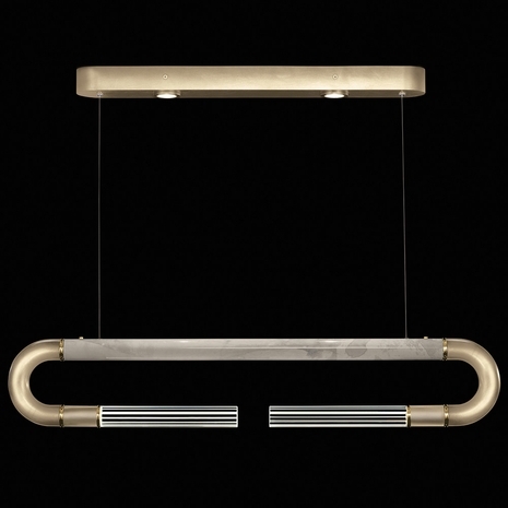 924140-512 Fine Art Lighting Antonia 52"W Linear Pendant with Soft Gold Leaf/Brass/Smoke Finish