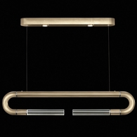 924140-520 Fine Art Lighting Antonia 52"W Linear Pendant with Soft Gold Leaf/Nickel/No Parchment Finish
