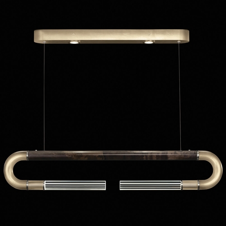 924140-521 Fine Art Lighting Antonia 52"W Linear Pendant with Soft Gold Leaf/Nickel/Charcoal Finish
