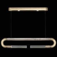 924140-522 Fine Art Lighting Antonia 52"W Linear Pendant with Soft Gold Leaf/Nickel/Smoke Finish