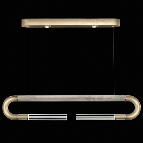 924140-522 Fine Art Lighting Antonia 52"W Linear Pendant with Soft Gold Leaf/Nickel/Smoke Finish