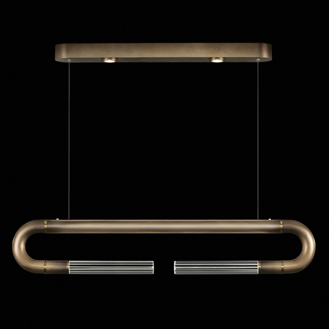 924140-610 Fine Art Lighting Antonia 52"W Linear Pendant with Ombre Bronze/Brass/No Parchment Finish