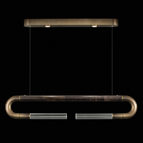 924140-611 Fine Art Lighting Antonia 52"W Linear Pendant with Ombre Bronze/Brass/Charcoal Finish