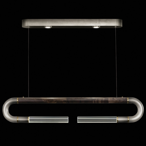 924140-711 Fine Art Lighting Antonia 52"W Linear Pendant with Ombre Silver/Brass/Charcoal Finish