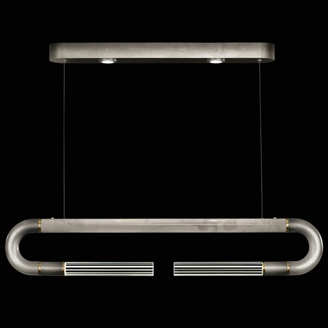 924140-712 Fine Art Lighting Antonia 52"W Linear Pendant with Ombre Silver/Brass/Smoke Finish