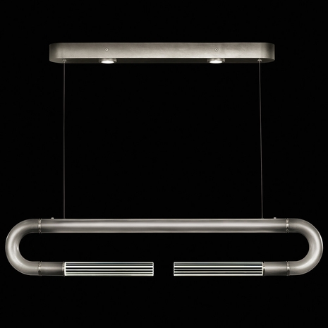 924140-720 Fine Art Lighting Antonia 52"W Linear Pendant with Ombre Silver/Nickel/No Parchment Finish