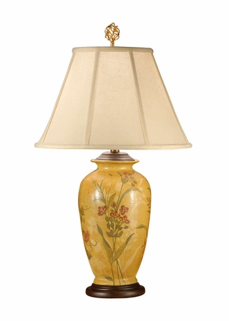 9242 Wildwood Lamps Flowers on Yellow Lamp