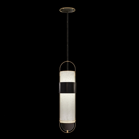 924840-22 Fine Art Lighting Bond 8"W Round Pendant with Black & Gold/Bahama Sand Finish