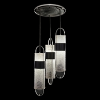 925340-11ST Fine Art Lamps 6 Light Bond 23.5" Round Pendant with Black/Silver Finish