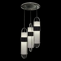 925340-12ST Fine Art Lighting Bond 23.5"W Round Pendant with Black & Silver/Bahama Sand Finish