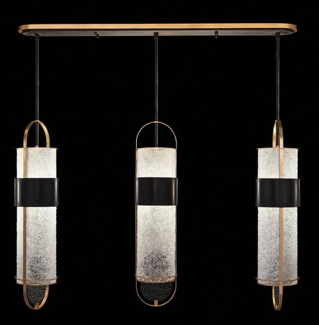 926140-21 Fine Art Lighting Bond 48"W Linear Pendant with Black & Gold/Diamond Blanket Finish