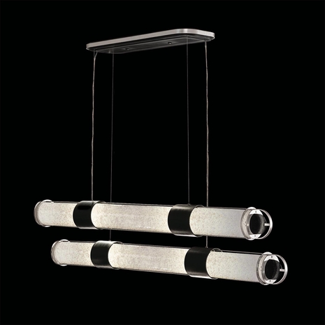 926240-12ST Fine Art Lighting Bond 60"W Linear Pendant with Black & Silver/Bahama Sand Finish