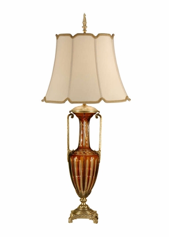 9263 Wildwood Lamps Slender Crystal Lamp with Cut Lead Crystal with Old Brass Ormolu