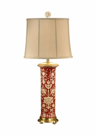 9266 Wildwood Lamps Cylinder Vase Lamp with Porcelain with Antique Patinaed Cast Brass