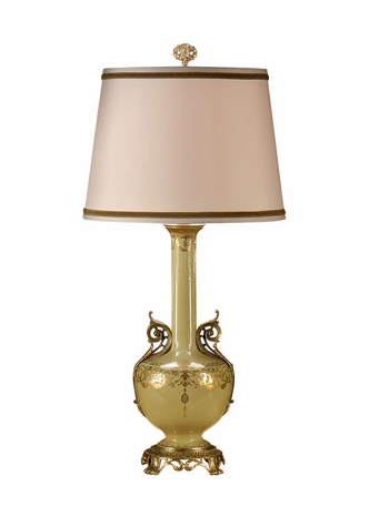 9268 Wildwood Lamps Slender Neck Lamp with Porcelain with Old Brass Ormolu