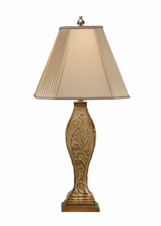 9271 Wildwood Lamps Square Vase Lamp with Art Glaze Earthenware with Wood